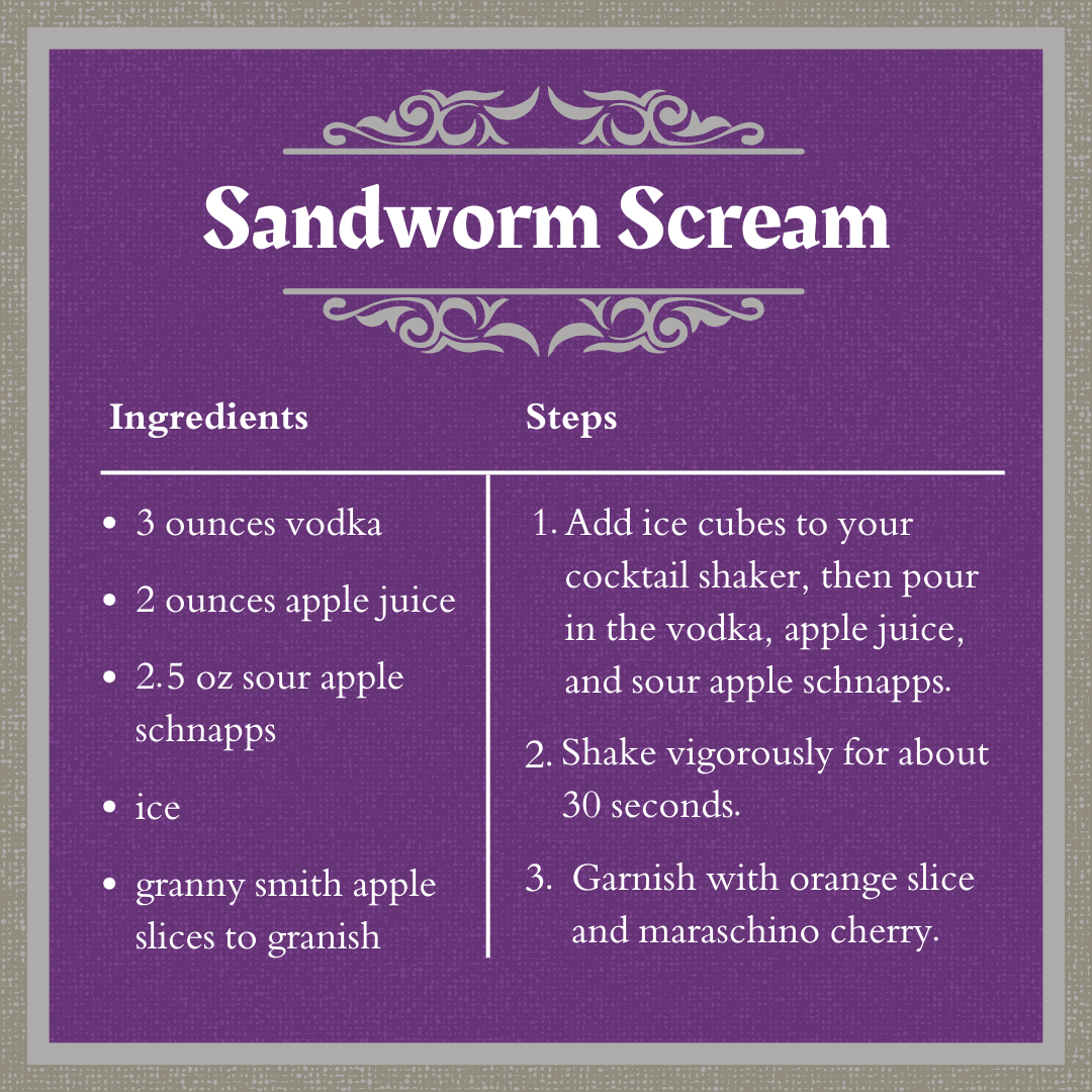 Spirits and Screams Beetlejuice and Sandworm Scream Recipe.