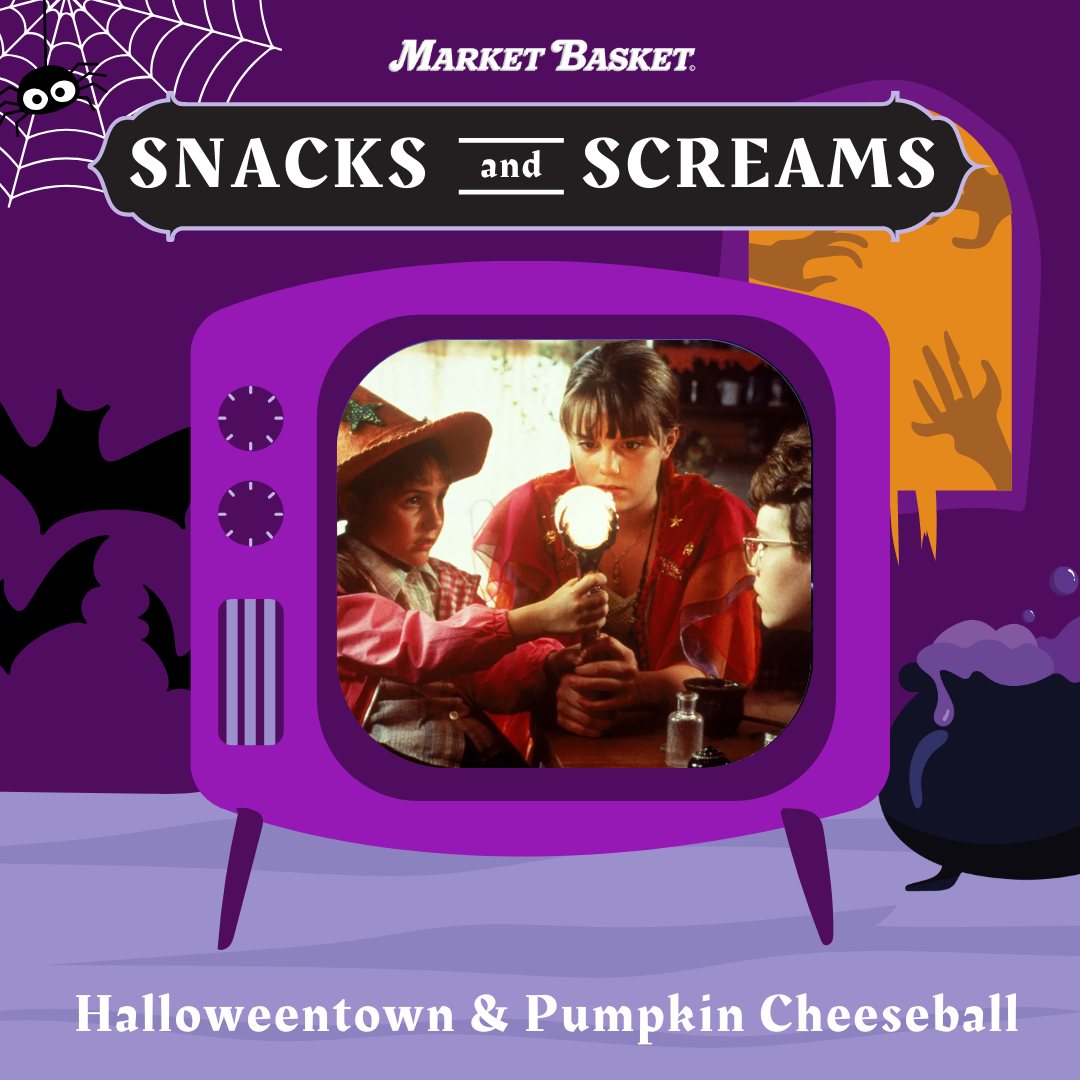 Snacks and Screams Halloweentown and Pumpkin Cheeseball.