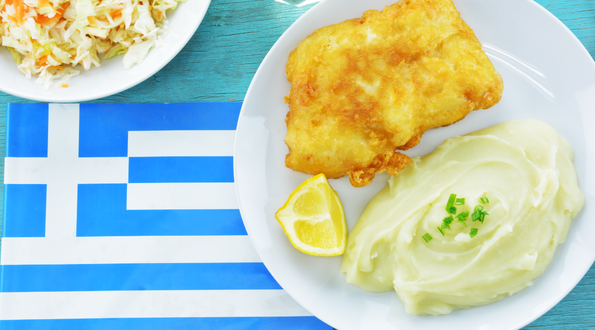 Bakaliaros Kordalia with Greek Flag