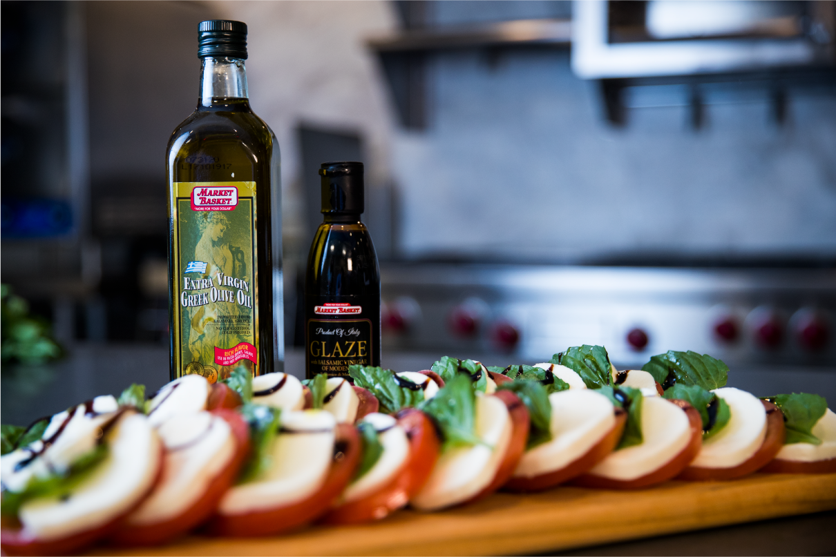 Caprese Salad gift crate with olive oil and Balsamic Vinegar
