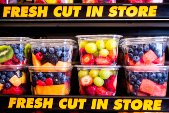 Fresh cut in store fruits.