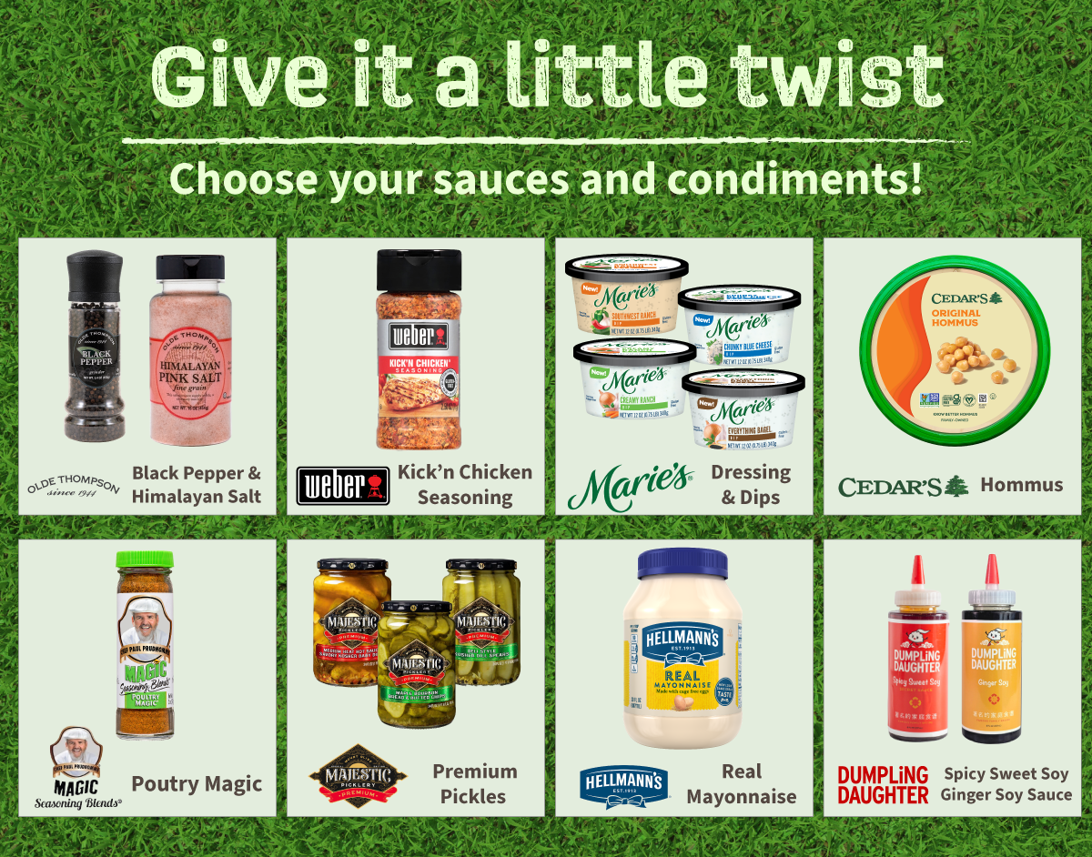 Give it a little twist. Choose your sauces and condiments.
