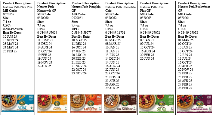 nature's path organic waffles recall