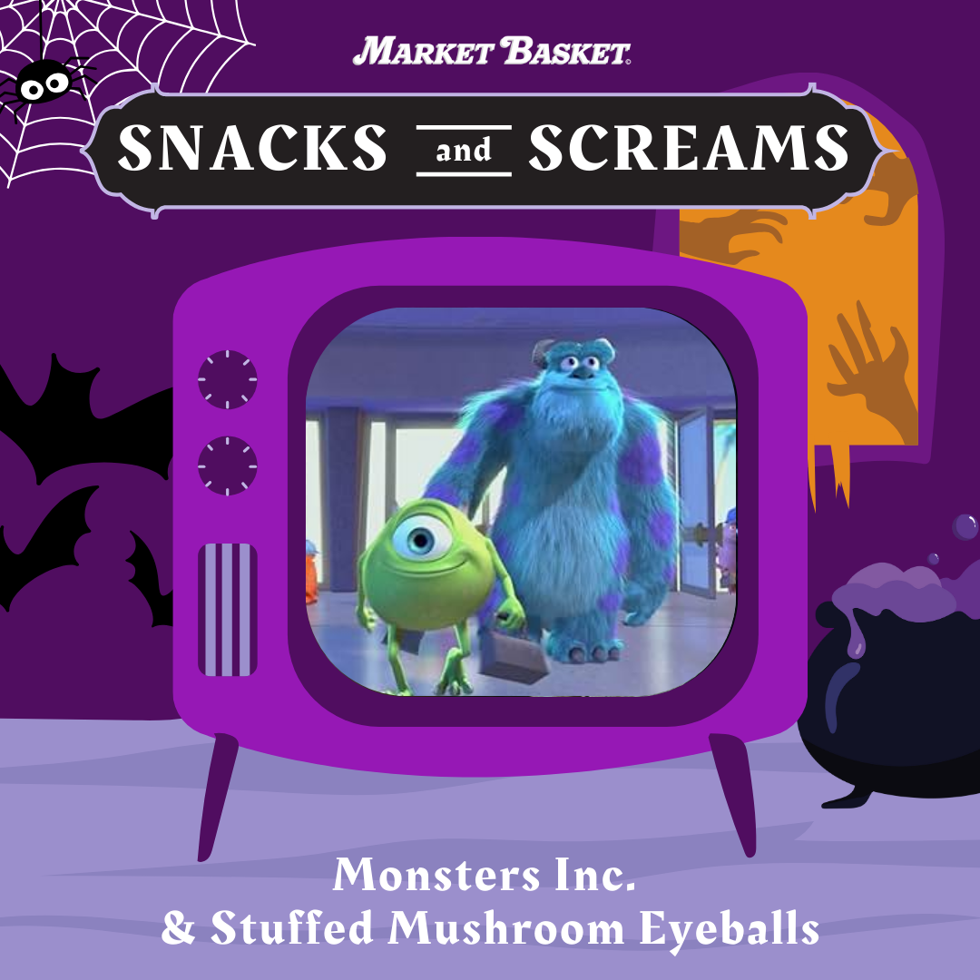 MB Snacks and Screams Monster's Inc and Stuffed Mushroom Eyeballs.