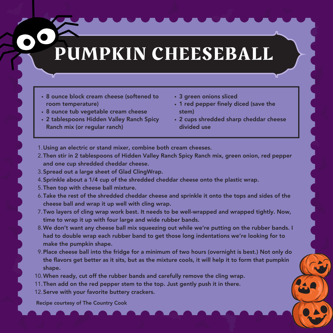 Snacks and Screams Halloweentown and Pumpkin Cheeseball Recipe.