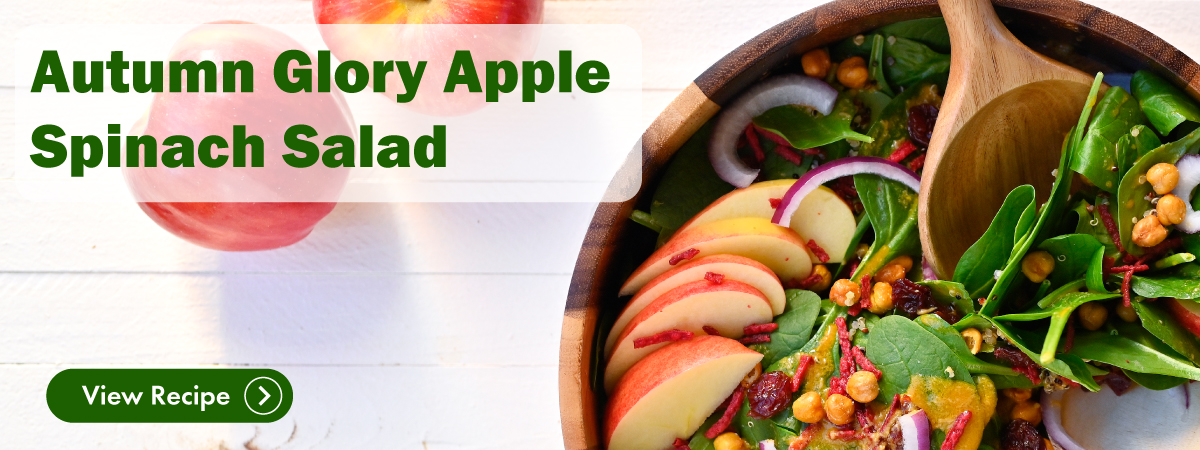 click for autumn glory apple spinach salad recipe.